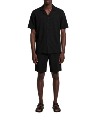 Men's Relaxed Seersucker Camp Collar Cotton Shirt