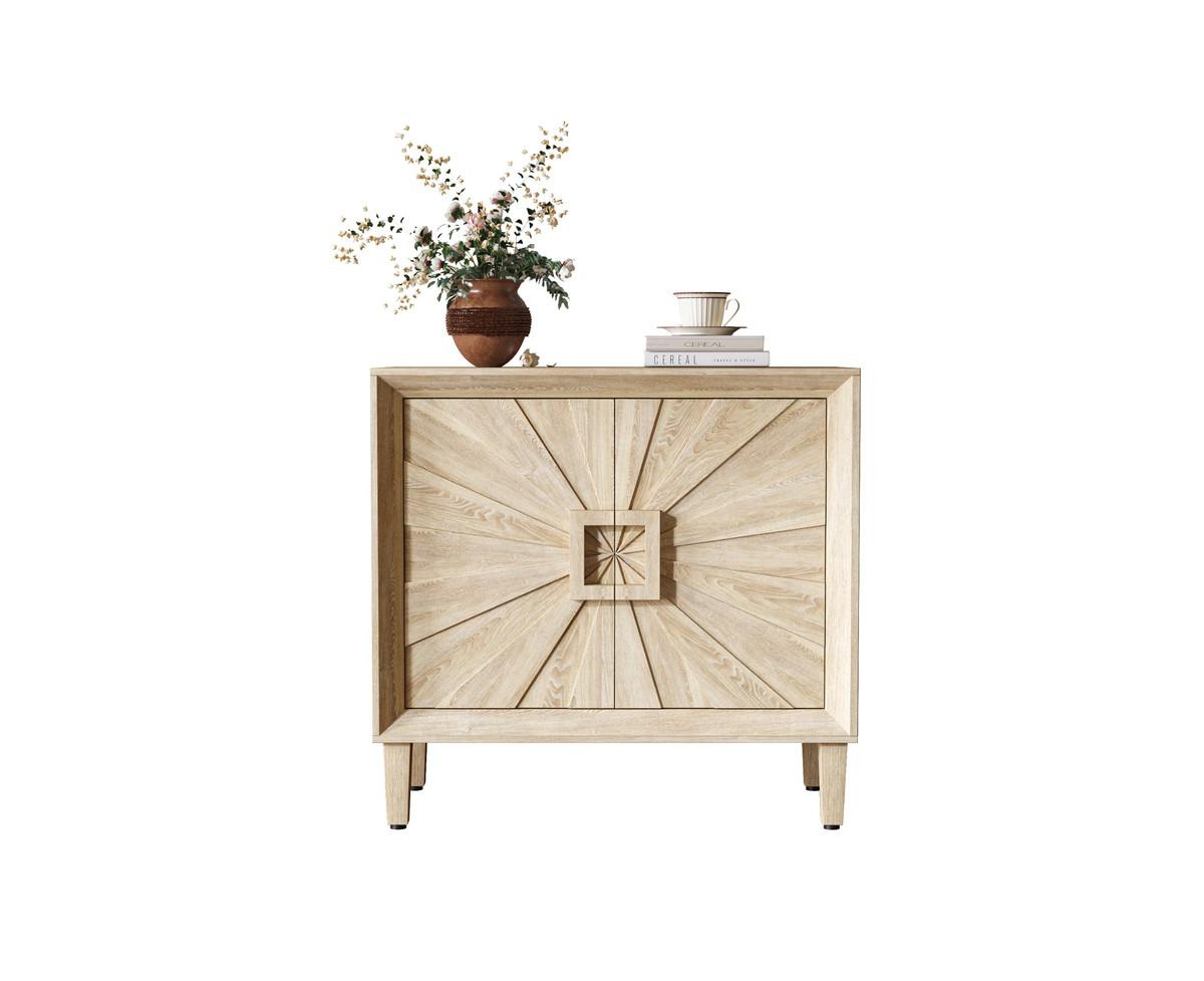 sumyeg 31.5" Small Space Storage Cabinet with 2-Door Accent Cabinet and Adjustable Shelves - Antique natural