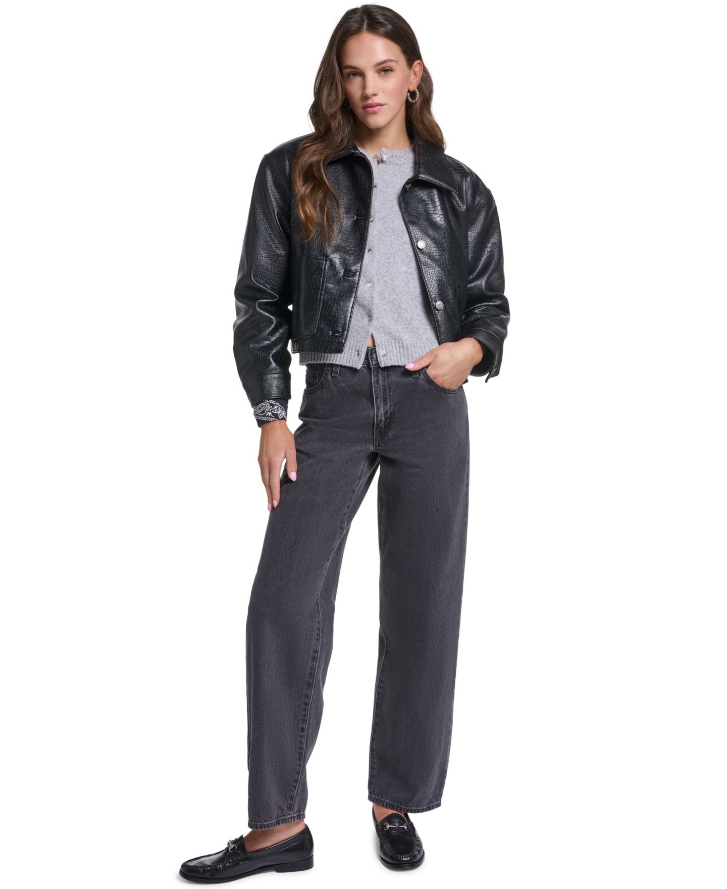 Женская куртка Levi's Cropped Chore with Corduroy Collar, цвет: Чёрный — фото 2