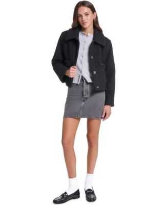 Women's Laydown Collar Cropped Boucl&eacute; Work Jacket