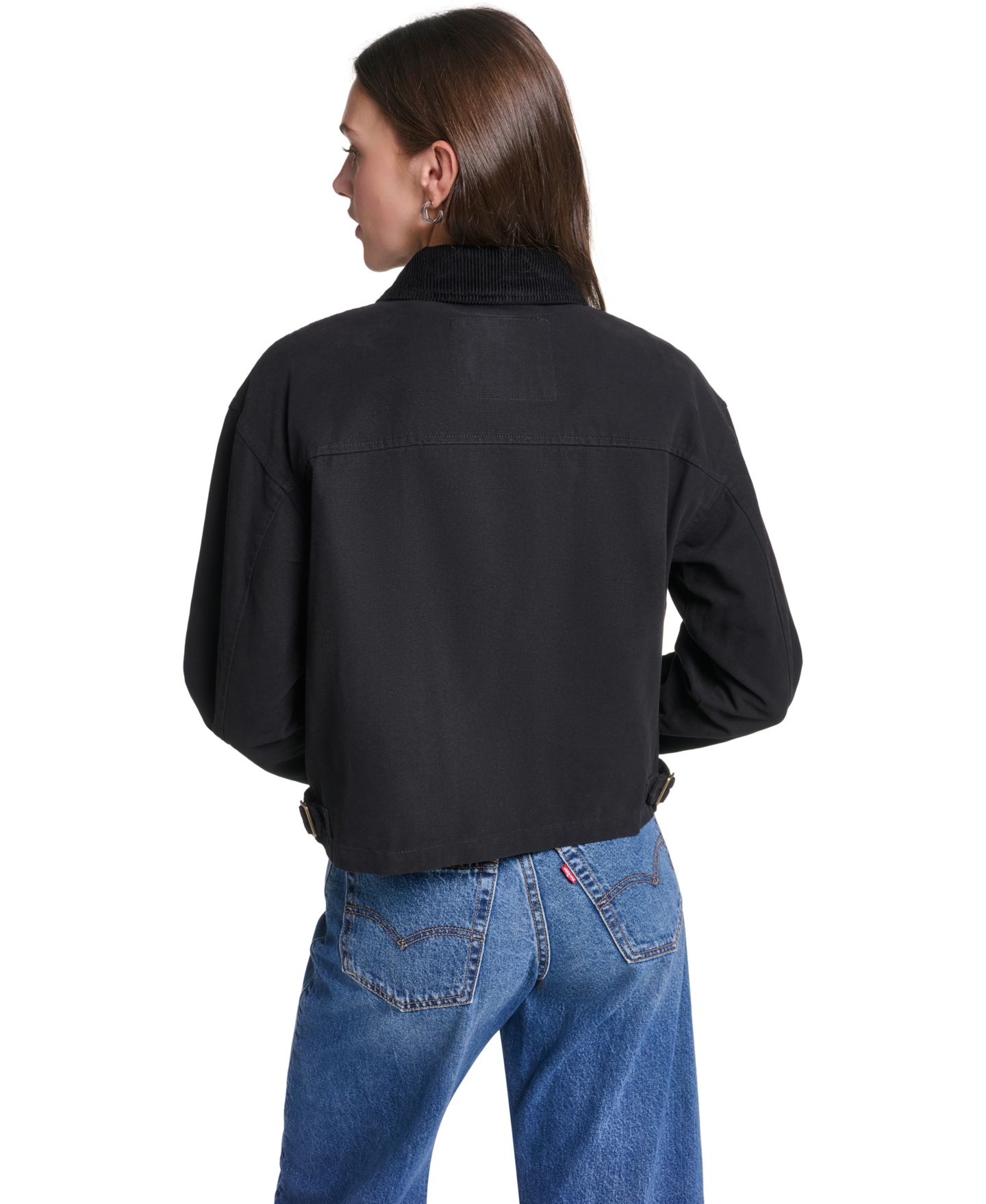 Женская куртка Levi's Cropped Cotton Corduroy-Collar Barn, цвет: Чёрный — фото 4