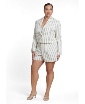 Women's Striped Pleat Front Tailored Shorts