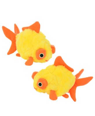 Jr Ocean Goldfish 2 Pack, Durable Plush Squeaky Dog Toy