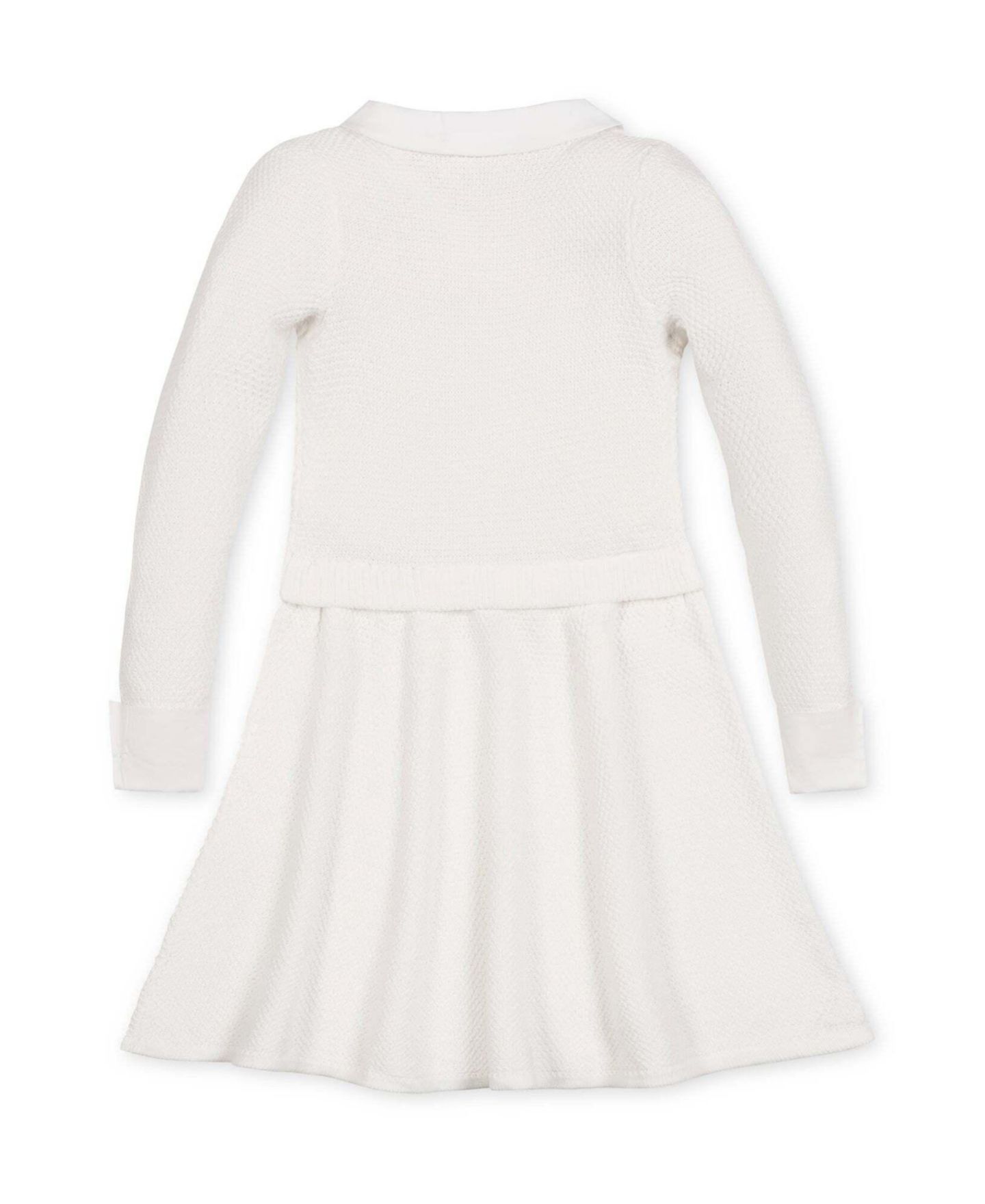 Платье Hope & Henry Peter Pan Collar Long-Sleeve Tweed-Stitch Sweater Dress для девочек, цвет: Мягкий белый — фото 2