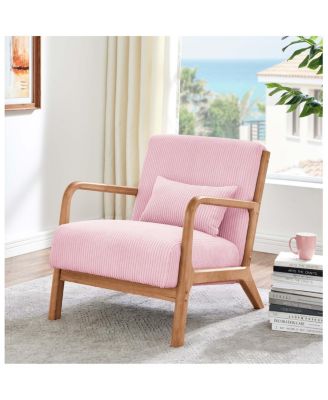 Corduroy Upholstered Wooden Armchair