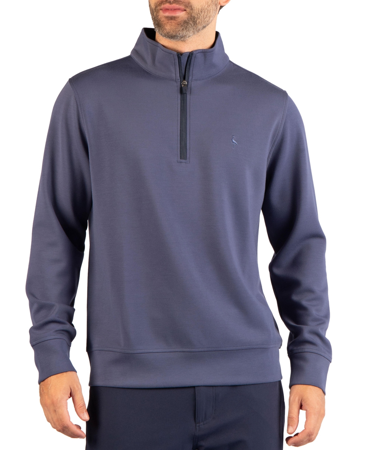 Tailorbyrd Men's Liquid Lux Quarter Zip with Contrast Zipper Detail Regular-Fit 4-Way Stretch Sweater - Slate