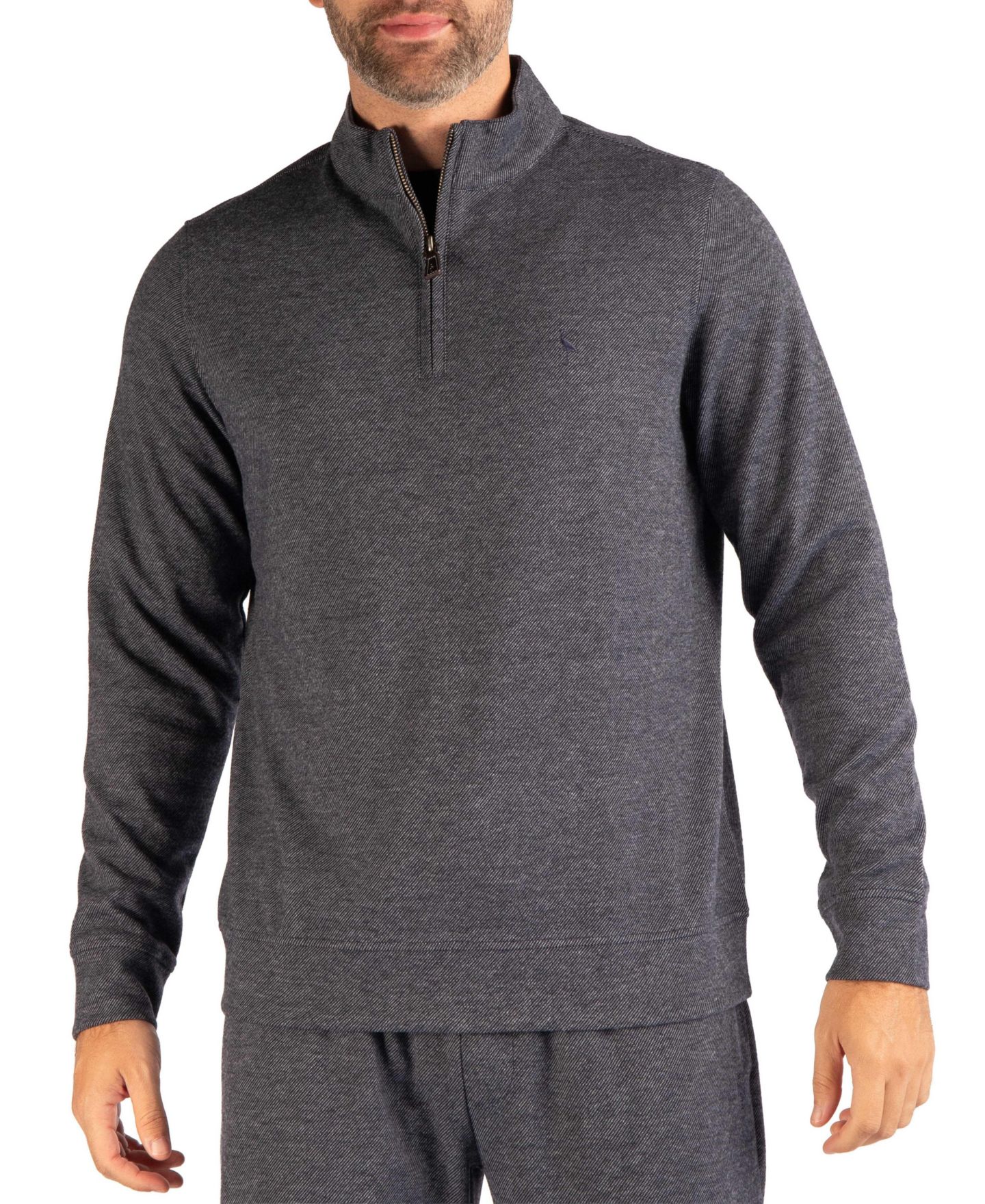 Мужской свитер Tailorbyrd Brushed Melange Twill Quarter-Zip Regular-Fit, цвет: Серый — фото 1