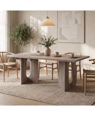 71" Rectangular Dining Table for 6-8, Wooden Kitchen Table with Sturdy T-Shaped Base for Dining Room