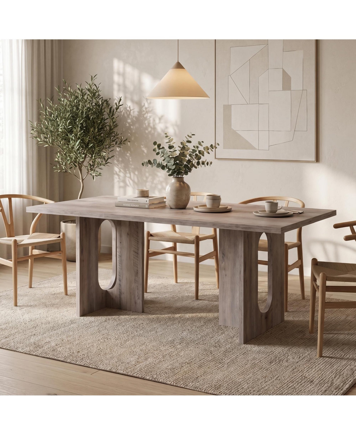 Gaomon 71" Rectangular Dining Table for 6-8, Wooden Kitchen Table with Sturdy T-Shaped Base for Dining Room