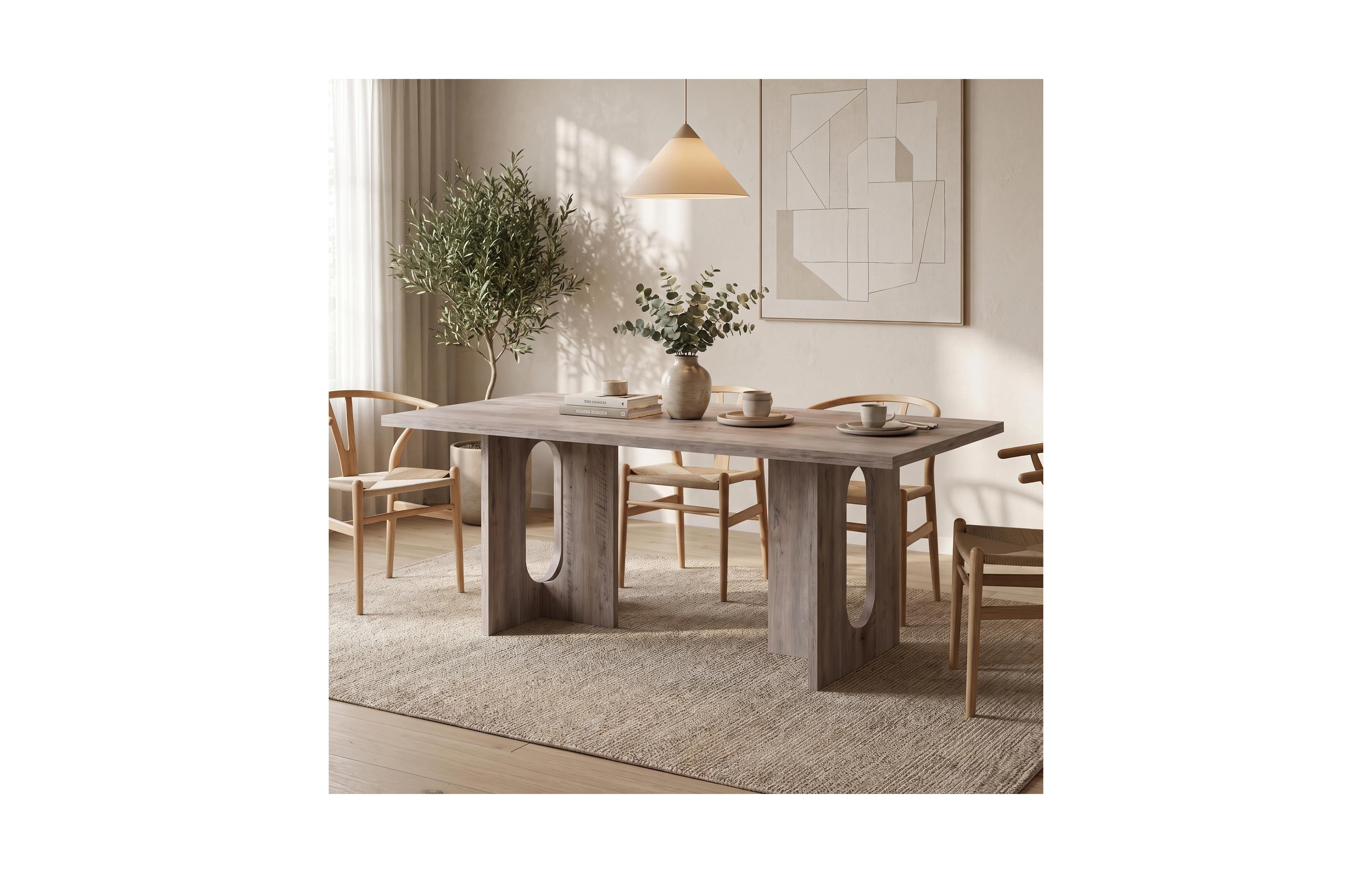 Gaomon 71" Rectangular Dining Table for 6-8, Wooden Kitchen Table with Sturdy T-Shaped Base for Dining Room