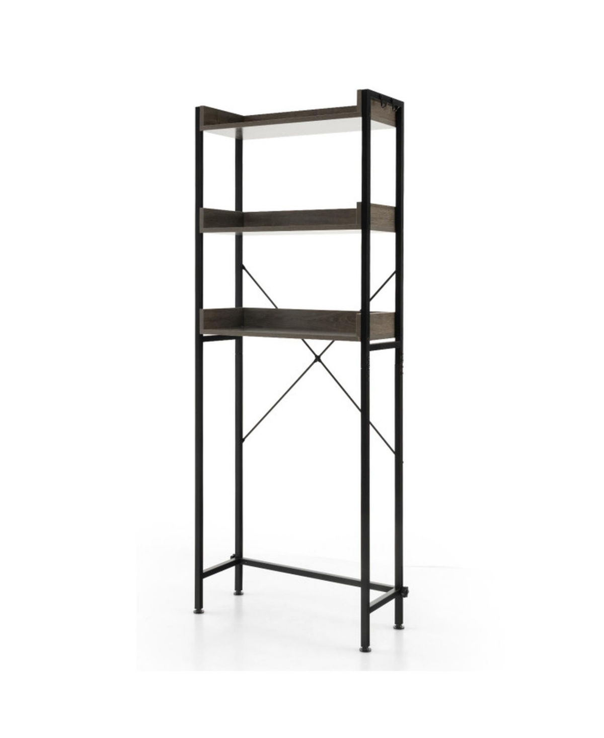 Hongge Over the Toilet Storage Rack with 4 Side Hooks and Adjustable Bottom Bar