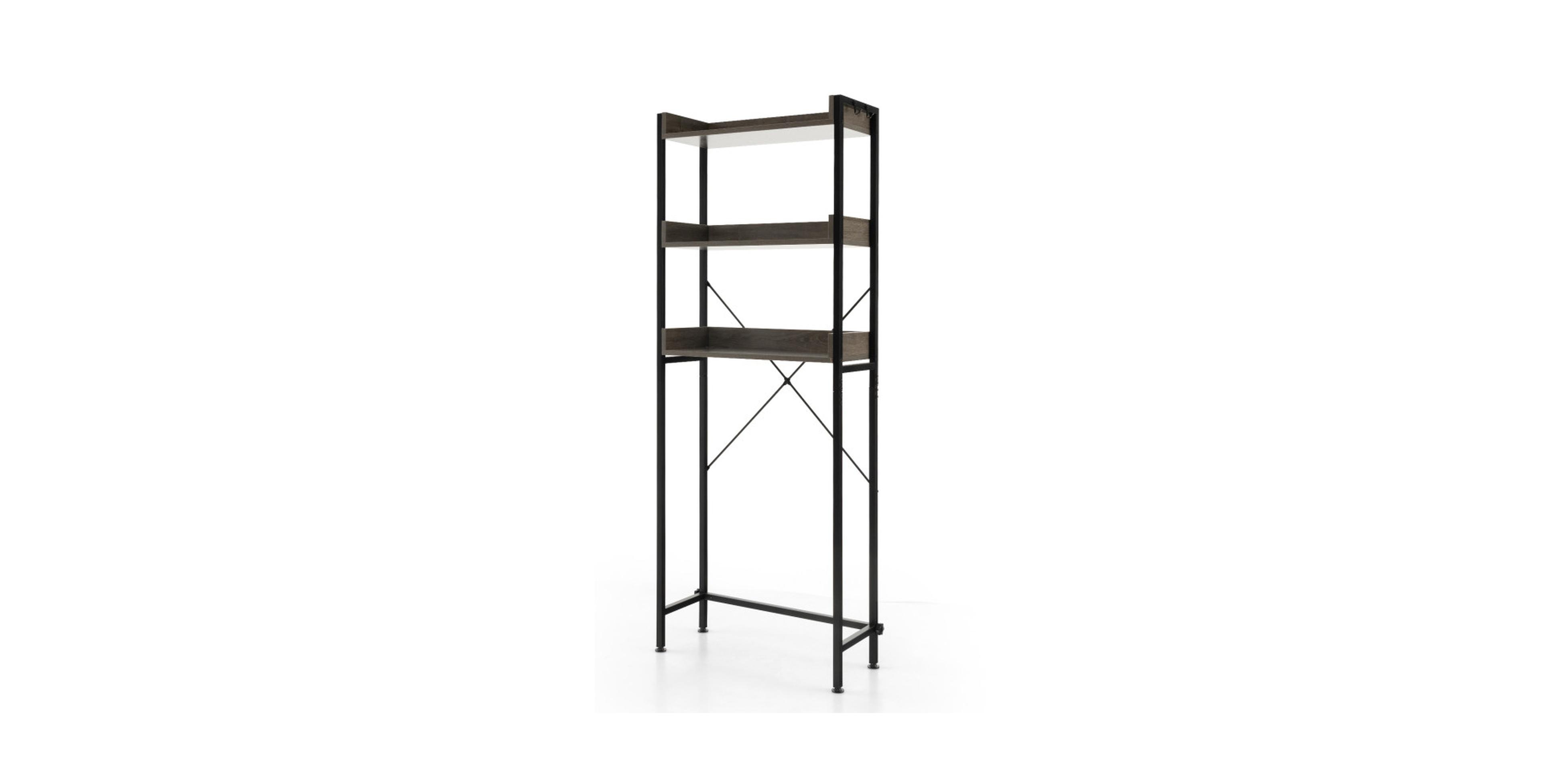Hongge Over the Toilet Storage Rack with 4 Side Hooks and Adjustable Bottom Bar