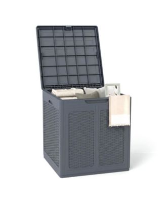 39 Gallon Outdoor Storage Box with Rattan Patterns and Lockable Lid for Garden Tools