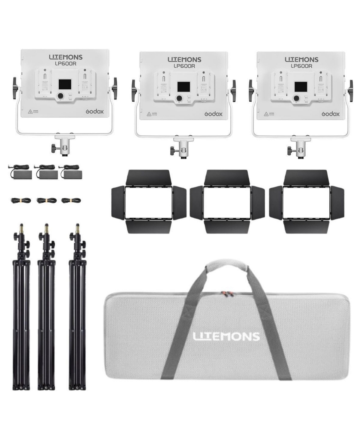 Godox Litemons LP600R RGB High-Brightness LED Light Panel with Soft Diffusion 3-Light Kit (White)