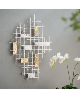 31.7" x 23.6" Geometric Grid Metal Wall Decor