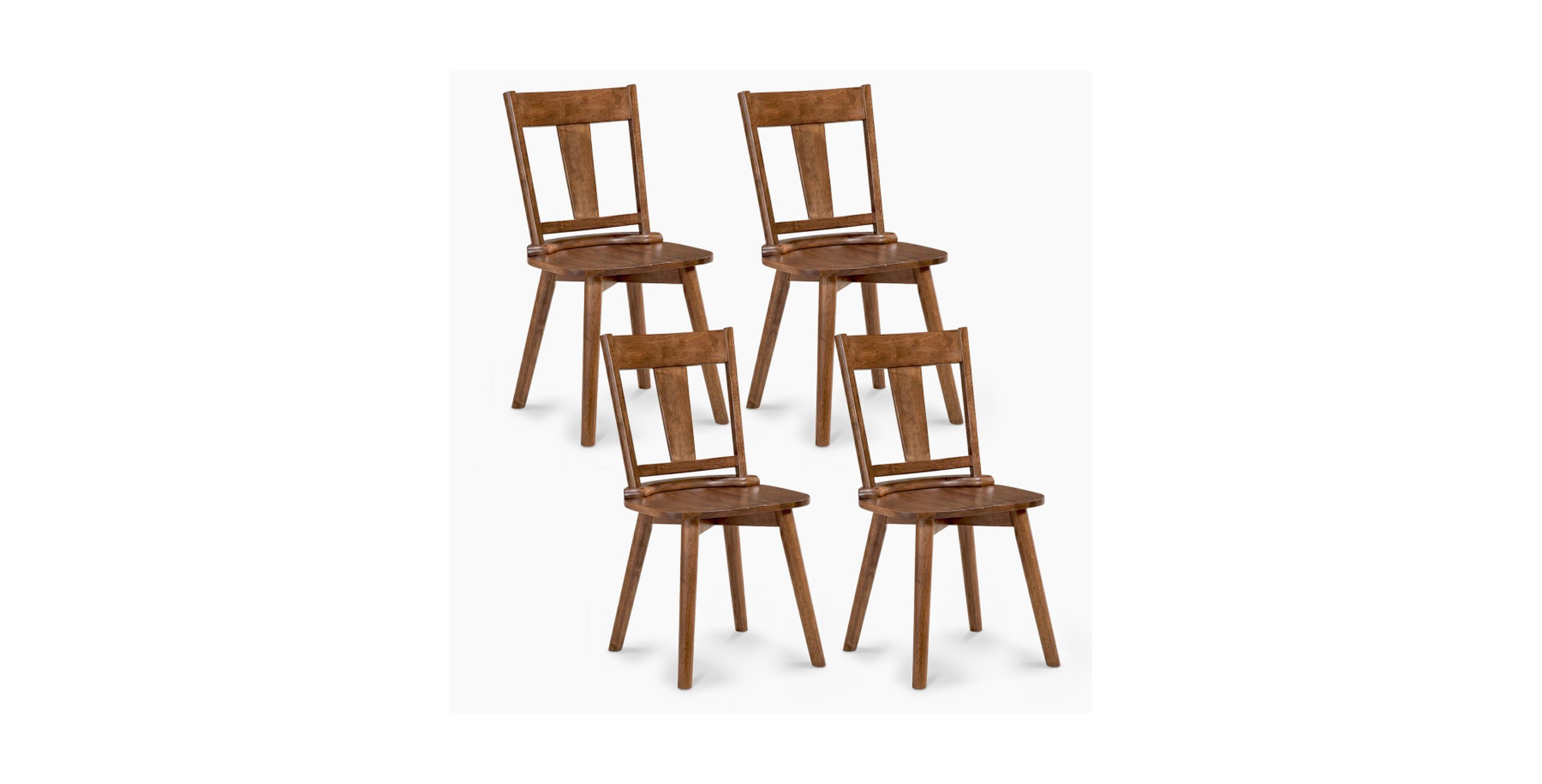Gouun Set of 4 Solid Wood Hollowed Backrest Dining Chairs