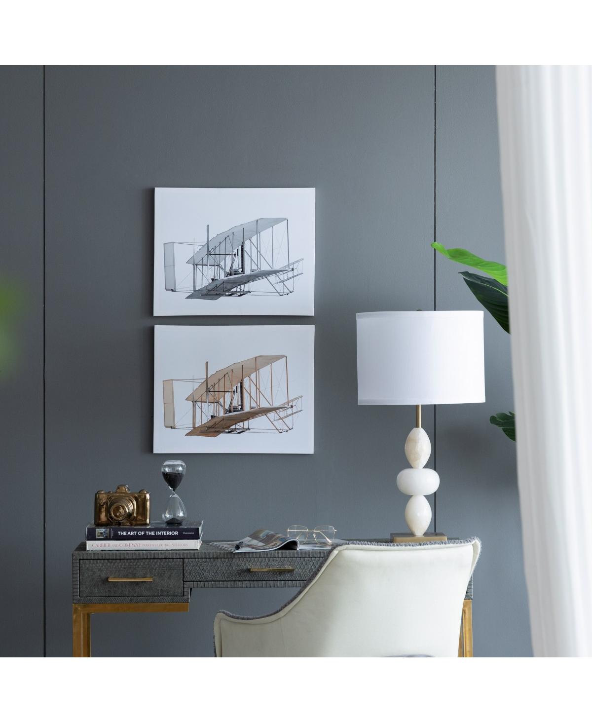 Laoties Set of 2 Vintage Airplane Blueprint Canvas Wall Decor Diptych, 15.7" x 19.7" - White