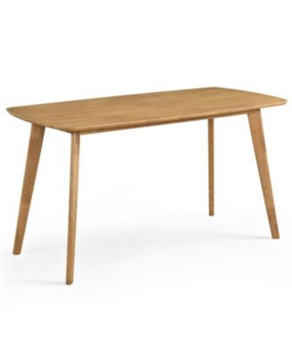55 Inch Solid Wood Dining Table for 4 to 6 People with Rounded Edges