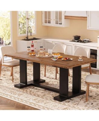 63" Solid Wood Rectangular Dining Table for 4-6 People