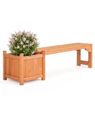 2-in-1 Fir Wood Outdoor Bench with Built-In Raised Planter Box