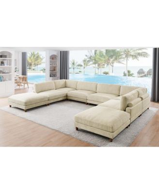 Large Seating Corduroy Modular Sectional