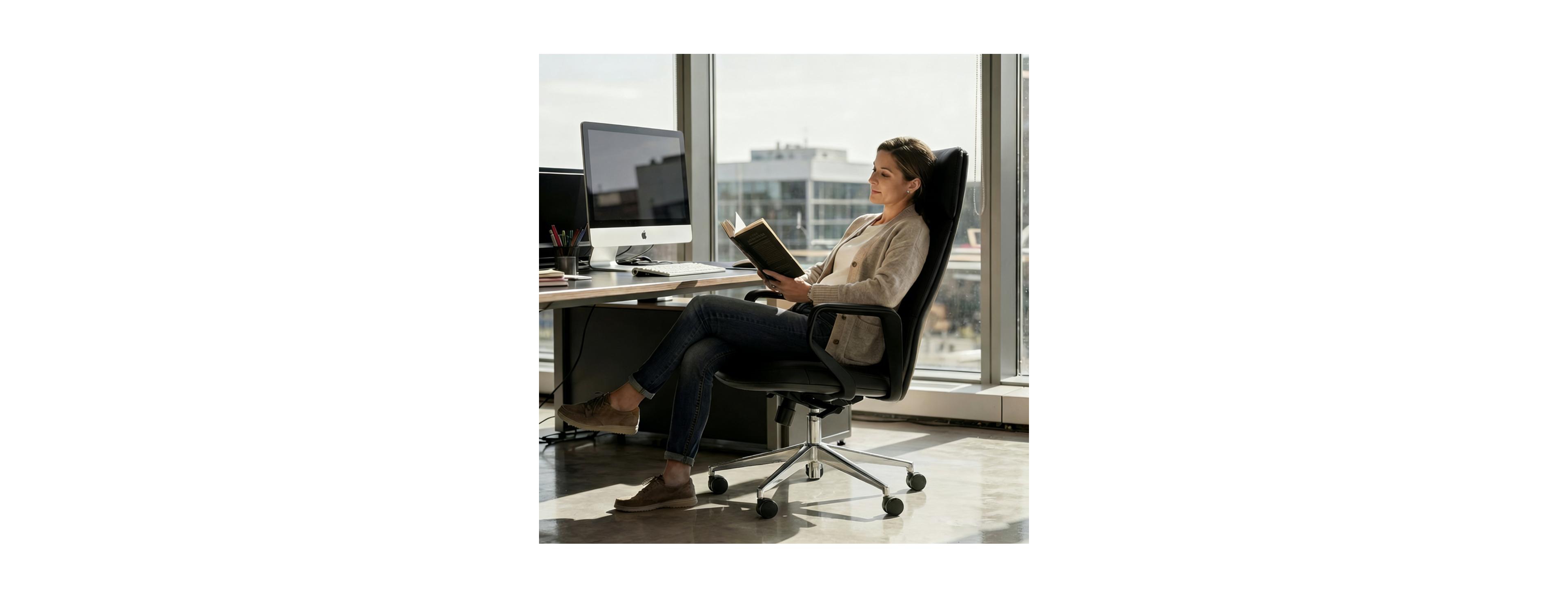 Streamdale Furniture Pu Leather High Back Office Chair, Ergonomic Lumbar Support 400lbs