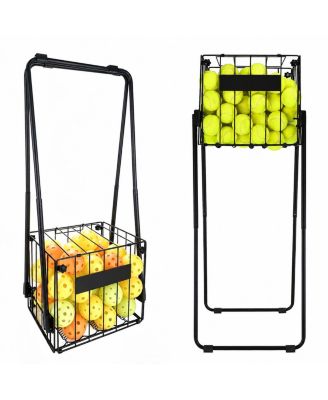 Portable Wheeled Pickleball Tennis Ball Hopper Foldable Storage Cart