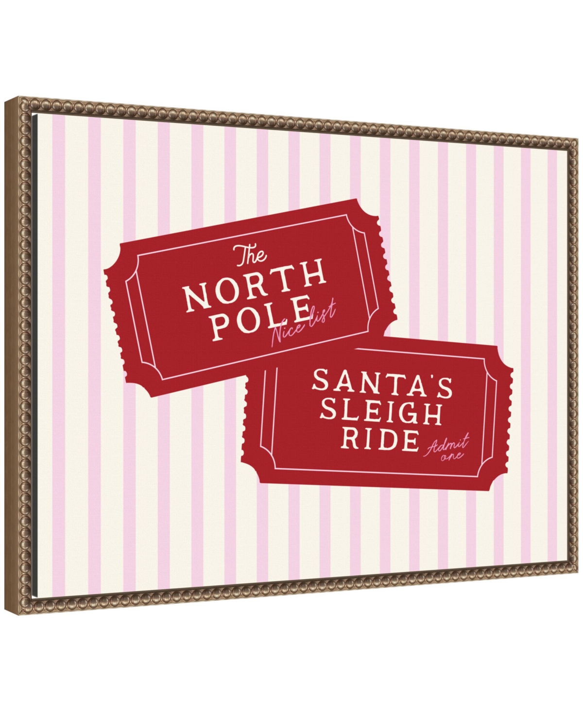 Kate and Laurel North Pole Sleigh Ticket by Lucky Guava Framed Canvas Wall Art Print