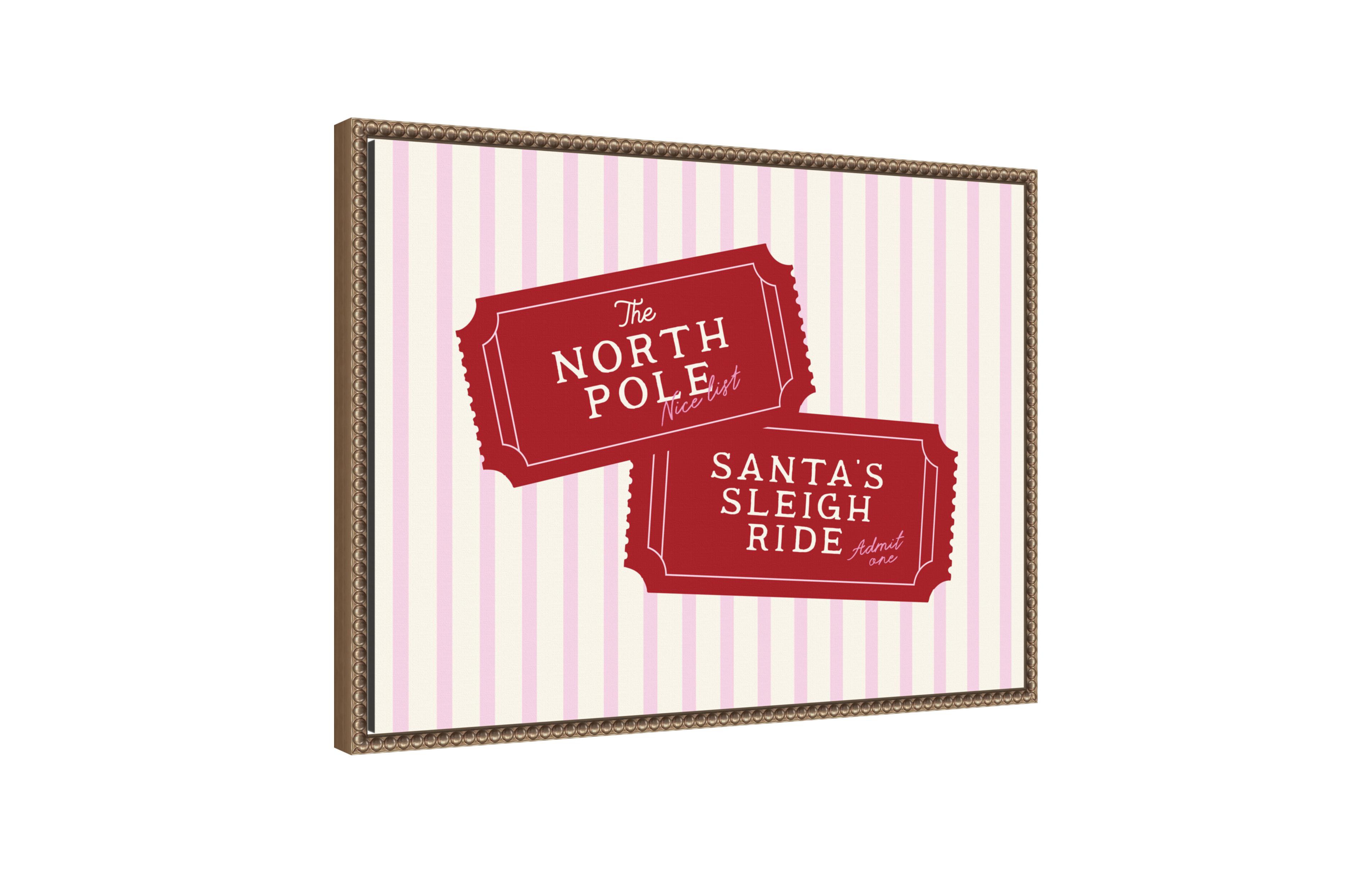 Kate and Laurel North Pole Sleigh Ticket by Lucky Guava Framed Canvas Wall Art Print