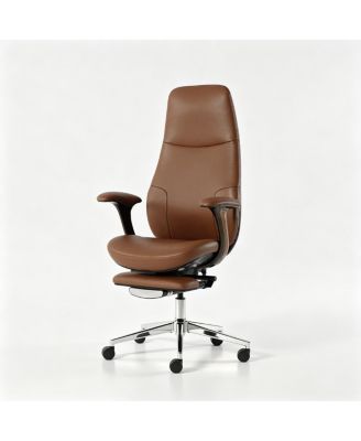 Genuine Leather Executive Office Chair with Footrest