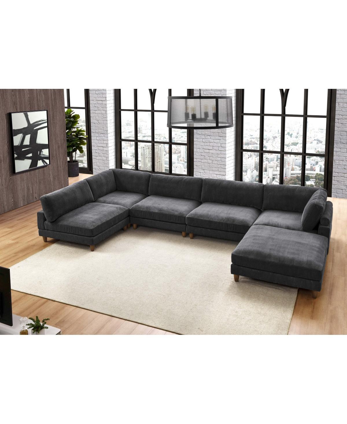 Streamdale Furniture Large Seating Corduroy Modular Sectional - Dark gray