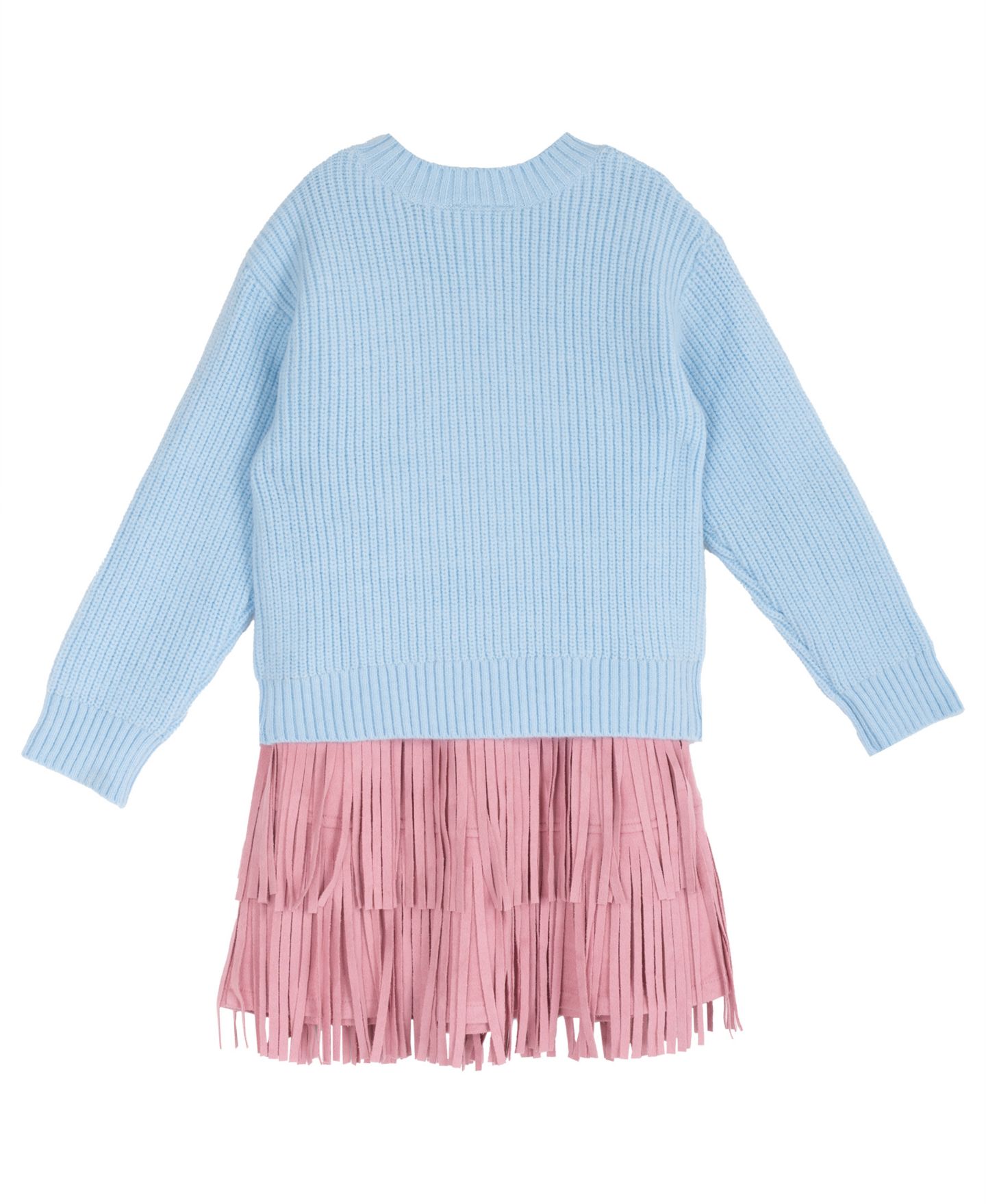 Rare Editions Girls' 2T-6X Cowgirl Cat Appliqué Tiered Graphic Sweater and Short-Sleeve Dress, 2-Piece Set, цвет: Светлый синий — фото 7