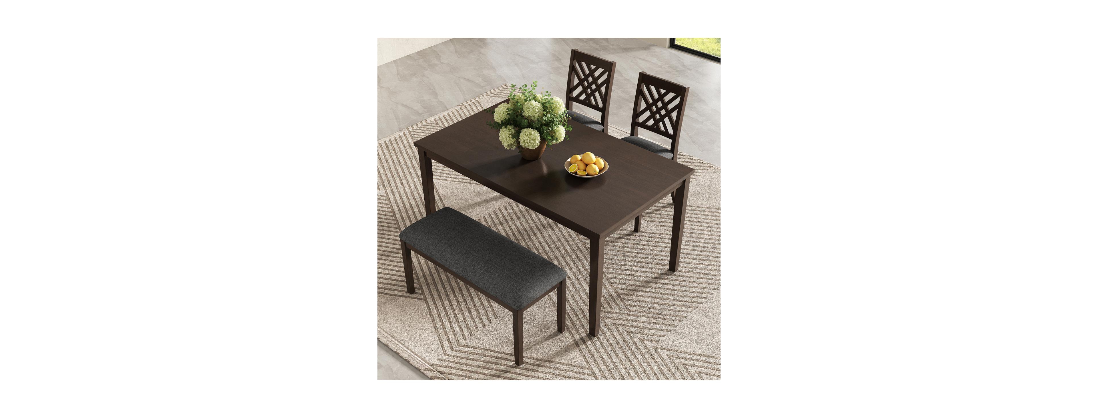 Streamdale Furniture 4-Piece Dining Table Set with 2 Chairs and 1 Bench