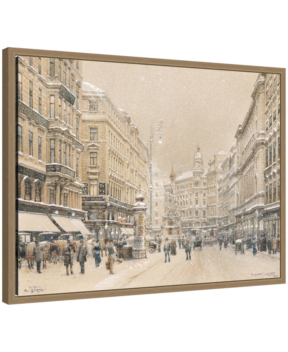 Kate and Laurel Vienna Snow Flurry by Richard Moser Framed Canvas Wall Art Print
