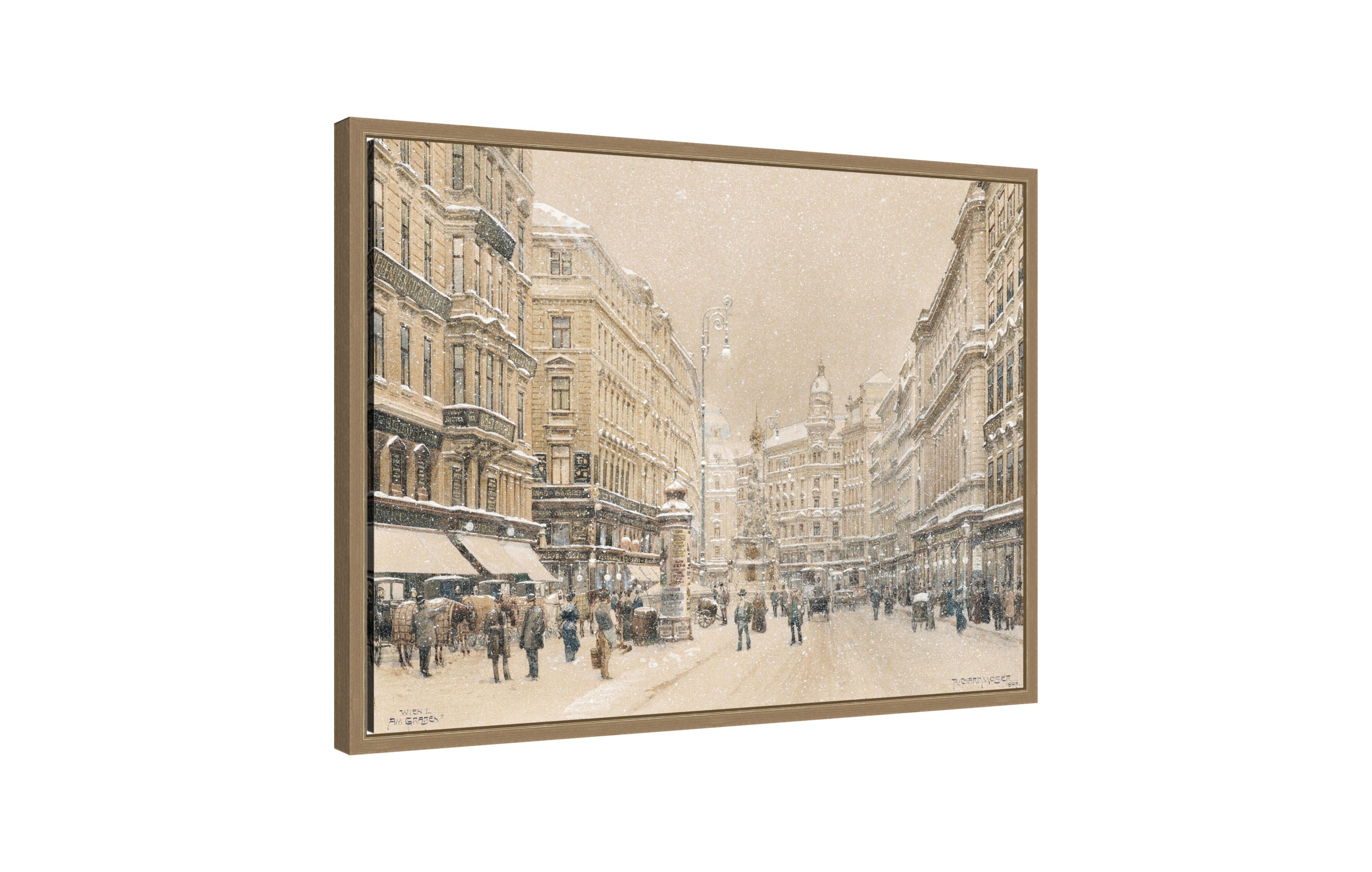 Kate and Laurel Vienna Snow Flurry by Richard Moser Framed Canvas Wall Art Print