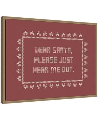 Dear Santa Cross Stitch by Kikiandnim Framed Canvas Wall Art Print