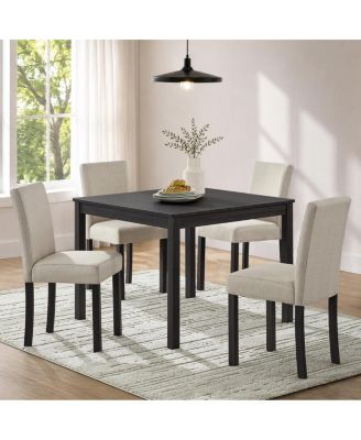 5-Piece Square Dining Table Set with 4 Fabric Chairs