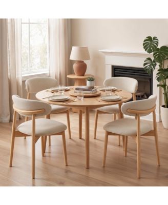 Farmhouse Dining Chairs Set of 4, Mid Century Upholstered Kitchen Chairs, Padded Seat, Curved Backrest, Sturdy Legs For Dining Room
