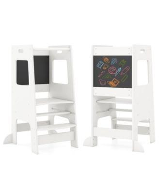 Adjustable Double-Sided Chalkboard Wooden Step Stool