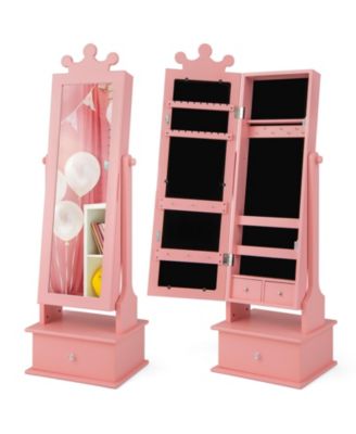2-in-1 Kids Jewelry Vanity with Full-Length Mirror and Drawers