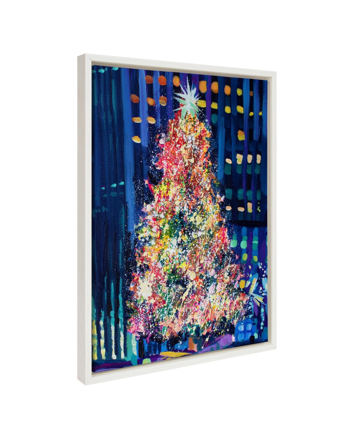 Kate and Laurel Sylvie Rockefeller Center Tree Framed Canvas by Rachel Christopoulos