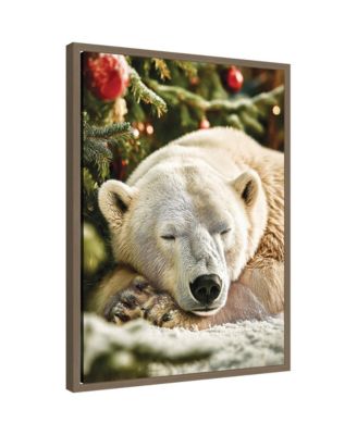 Sylvie Framed Canvas Icebear Sleeping Beneath a Christmas Tree by Michael Schauer