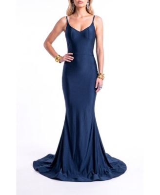 Women's Open Back Pleated Sweetheart Mermaid Gown