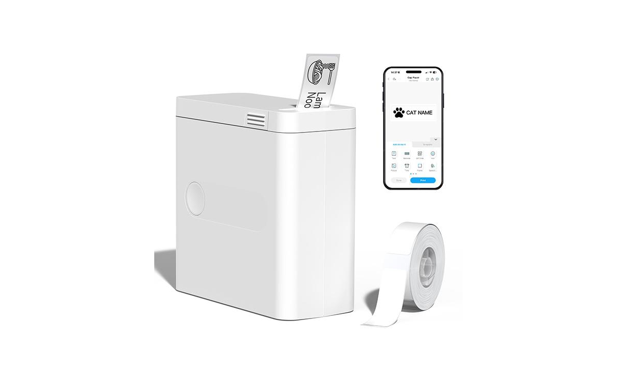 Swifint Bluetooth Mini Label Maker Machine, Rechargeable Thermal Label Printer, Portable Wireless Label Maker, Compatible with iOS Android - White