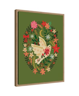 Sylvie Beaded Dove Christmas Framed Canvas by Mia Charro