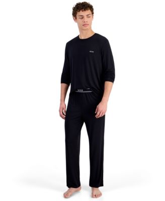 Men's Long-Sleeve Modal Pajama Top and Elastic-Waistband Pants, 2-Piece Set