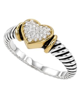 Cubic Zirconia Two-Tone Oxidized Heart Ring