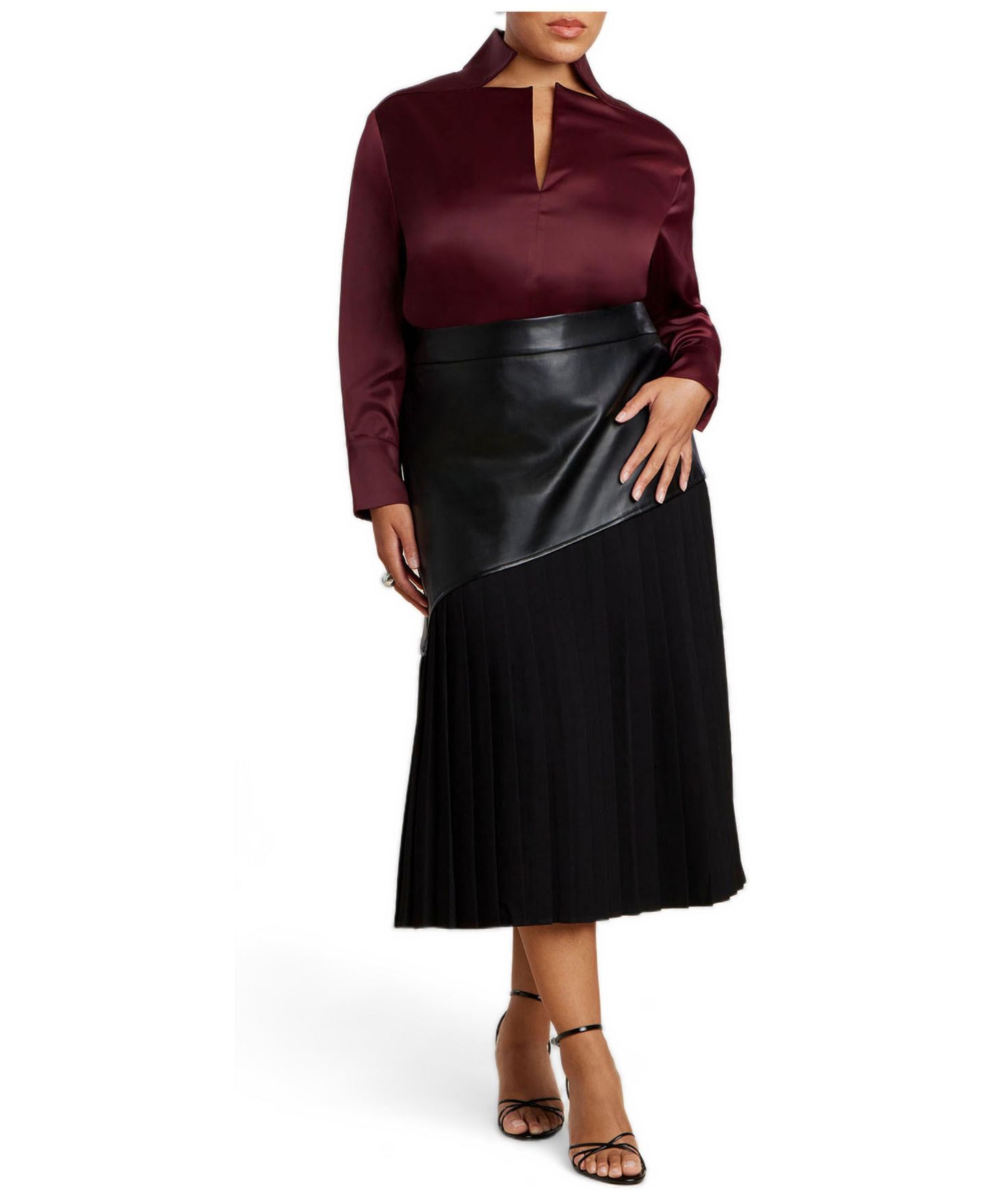 Женская блузка ELOQUII Deconstructed Neckline, цвет: Tawny Port — фото 3