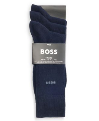 Men's Cotton-Blend Ribbed-Cuff Crew Socks, 3-Pack