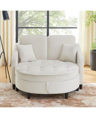 Two-seater Sofa with Storage Footstool and USB
